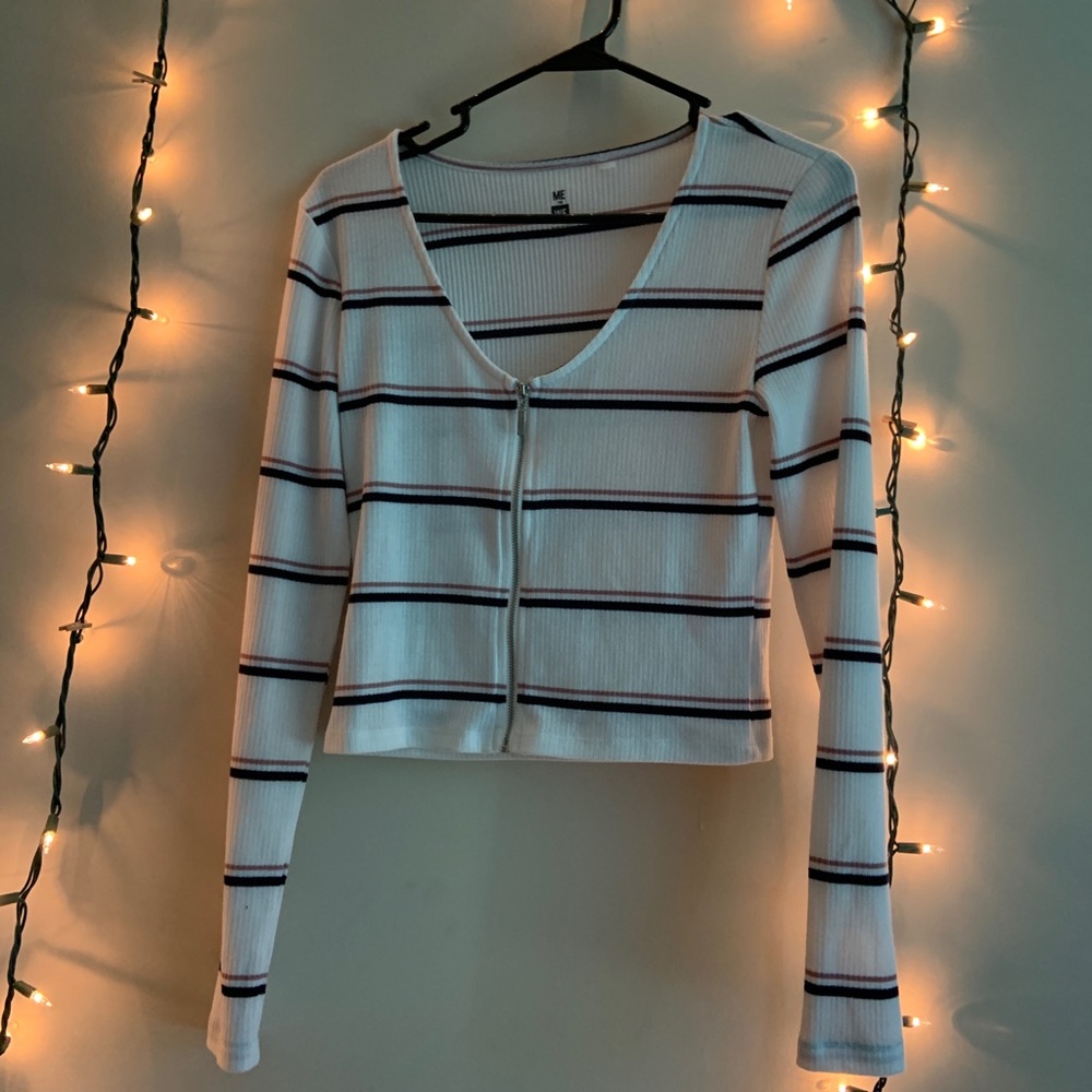 Brandy stripped cropped long sleeve shirt